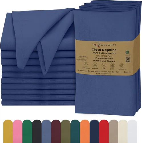 Vista 18 de Ruvanti - Servilletas de tela, paquete de 6, 45x45 centímetros, 100% algodón, lavables, suaves y absorbentes, perfectas para bodas, cenas de Belleza