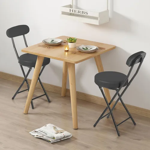Vista 2 de Taburetes plegables acolchados acolchados, taburete de bar plegable con respaldo, capacidad de 220 libras, silla plegable redonda plegable portátil