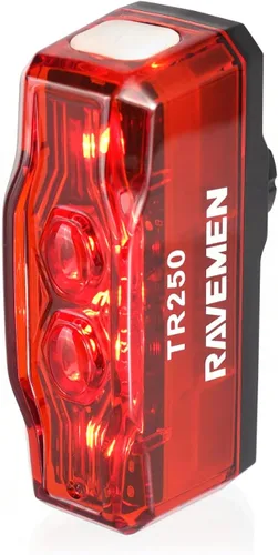 Vista 9 de RAVEMEN TR150/TR250 Bike Tail Light, 280° Visible Bike Rear Light with Brake Detection and Auto On Off Feature, 3 Mounting Options