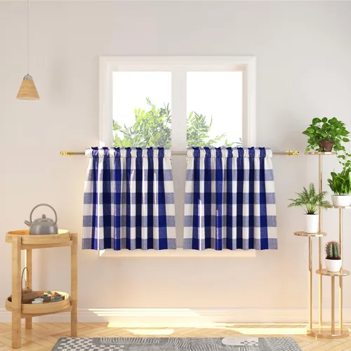 Vista 31 de Cenefas de cortina para ventana de 16 pulgadas de largo, 2 paneles de cuadros búfalo, cortinas pequeñas con bolsillo para barra, estilo clásico