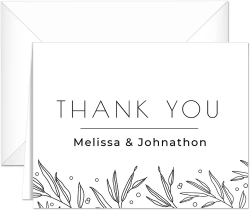 Vista 9 de Tarjetas de agradecimiento personalizadas con flores blancas de oro sintético, 100 tarjetas de agradecimiento modernas con sobres blancos, 4 1/4 x 5