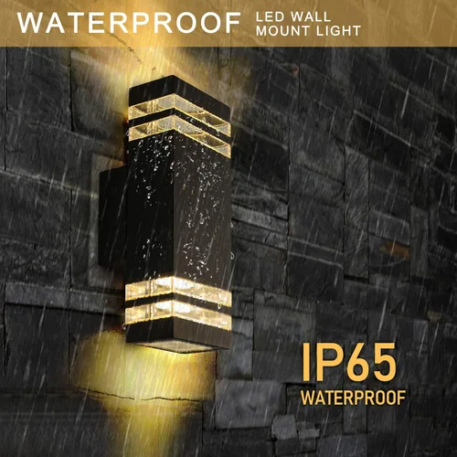 Vista 4 de Aplique de pared LED impermeable para porche de 12 W, (sensor de atardecer a amanecer), lámparas de pared modernas e impermeables, 1000 lúmenes