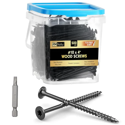 Vista 47 de #10 x 2-1/2" Tornillos para Terraza, 108 Piezas Tornillos para Madera con Cabeza Estrella, Tornillos para Madera Resistentes al Óxido para Negro