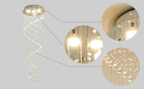 Vista 3 de AGV LIGHTING Candelabro moderno de cristal, colgante de 4 luces, 50 x 16 pulgadas de alto, blanco, interior, dormitorio, comedor, sala de estar D16