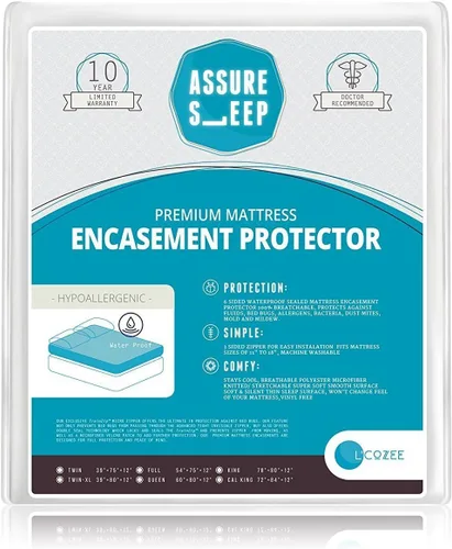 Vista 7 de L'COZEE - Funda de colchón impermeable con cremallera, protectora, transpirable, tamaño de cuna para bebé, asegura el sueño