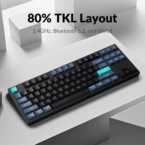 Vista 2 de Keychron B33 2.4 GHz Wireless Bluetooth Keyboard Silent Typing 80% TKL Layout Launcher Support Ergonomic Angle Compatible for Mac Windows Linux-Deep