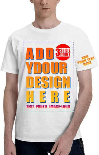 Vista 13 de Custom T Shirt Front and Back for Men Women Printed Photo Text Logo Cotton Camisa-negro