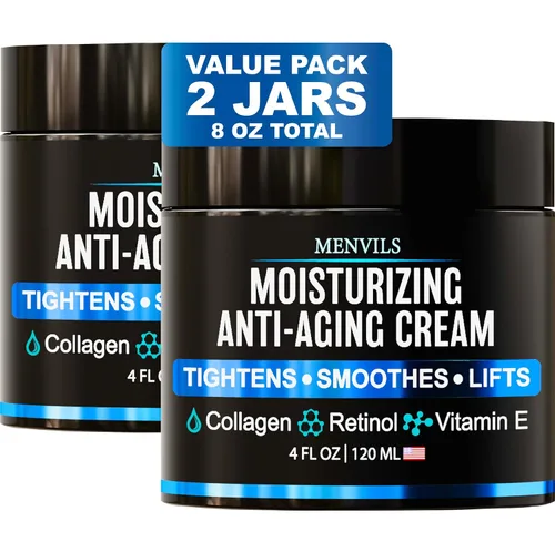 Vista 9 de Crema hidratante facial para hombre, antienvejecimiento y arrugas, para hombres con colágeno, retinol, vitaminas E, aceite de jojoba, loción facial