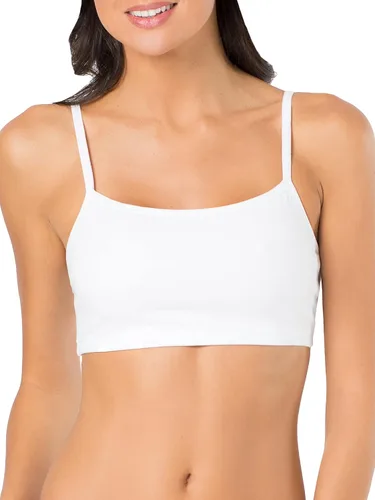 Vista 2 de Fruit of the Loom - Brasier deportivo de algodón con tirantes delgados, en colores modernos, sin broches para mujer, paquete de 3