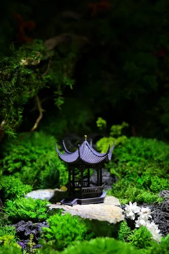Vista 6 de KARESANSUI Pabellón chino tradicional - decoración de terrario, decoración de acuario chino, accesorios de jardín de hadas, decoración de paludario