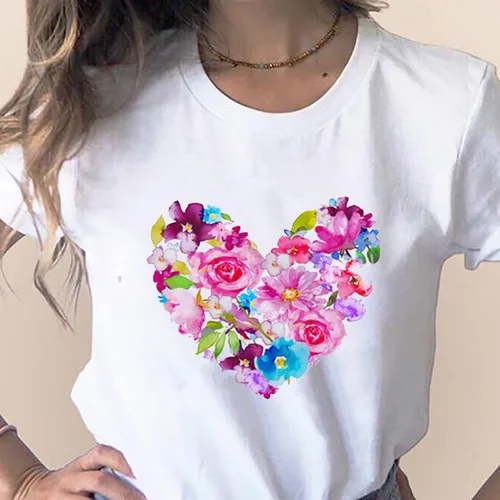 Vista 6 de Womens Causal T Shirt Dream Catcher Print Tees Tshirt Summer Round Neck Tunic Shirts O-Neck T-Shirts Slim Girls Blouses