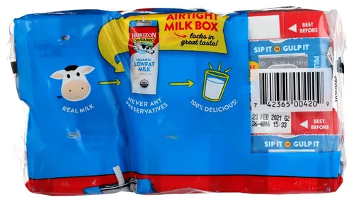 Vista 5 de Horizon Organic Cajas de leche bajas en grasa, 1% estables, paquete de 0.21-0.28 oz de proteína por porción