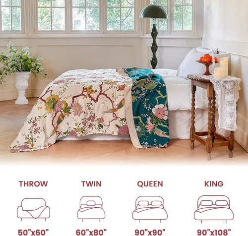 Vista 196 de MSGKV - Manta bohemia/primaveral de algodón para sofá y sala de estar, de gasa acogedora, de 50 x 60 pulgadas 50"x60" Cotton Throw, Woven Bird