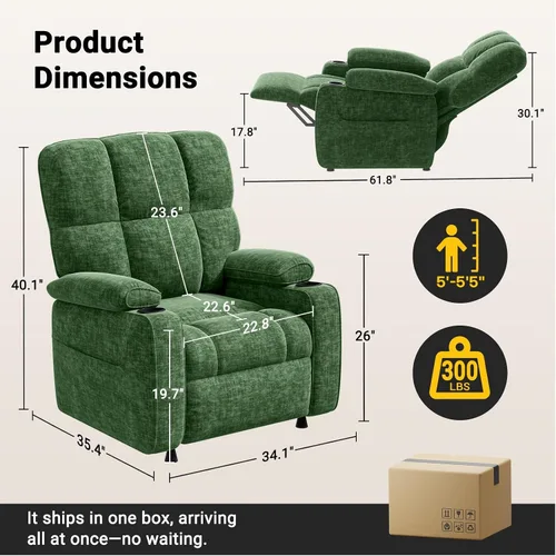 Vista 2 de Amada - Silla reclinable eléctrica sincronizada para adultos Verde