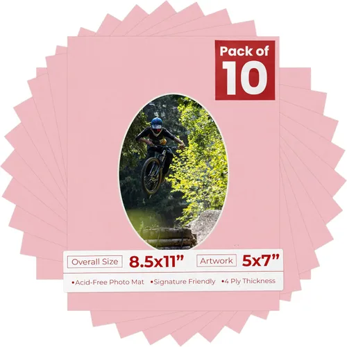 Vista 23 de Tapete de 8.5 x 11 pulgadas con corte biselado para fotos de 5 x 7 pulgadas – Apertura de tablero de fotos ovalada marrón roble envejecido