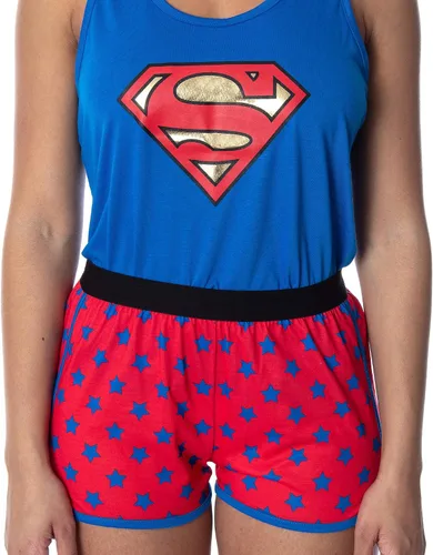 Vista 3 de DC Comics Superman - Conjunto de pijama para mujer con logotipo clásico y espalda cruzada, Superman Logo