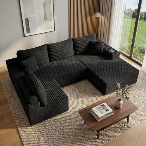 Vista 31 de Sofás seccionales de nube de gran tamaño para sala de estar, sofá modular de 7 plazas en forma de U de 122 pulgadas con diván, asiento profundo
