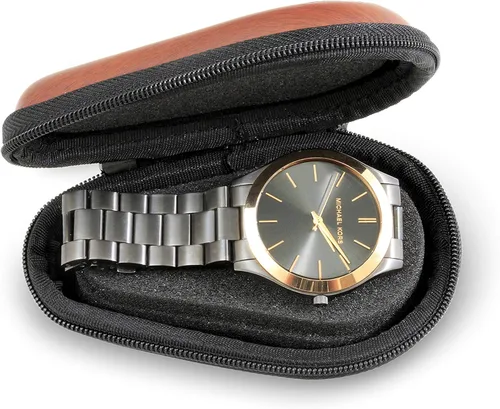 Vista 3 de CASEMATIX Funda protectora de viaje para reloj, caja de reloj de viaje con carcasa dura resistente, interior de espuma acolchada, cremalleras