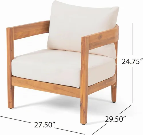 Vista 2 de Merax Silla individual con marco de madera de acacia al aire libre con cojines para patio, jardín