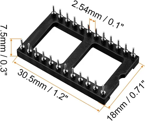 Vista 2 de Adaptador de enchufe de chip IC DIP para soldadura [para placa de circuito PCB] - Paso de 0.100 in, 24 pines redondos, 10 piezas