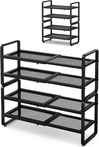 Vista 11 de Estante para zapatos SNTD - Organizador de zapatos ampliable para armario, estante de almacenamiento de zapatos de metal ajustable, soporte