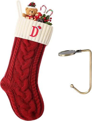 Vista 14 de Botas de Navidad personalizadas, iniciales personalizadas, 18 pulgadas, botas de Navidad tejidas con letras para colgar en la chimenea, botas