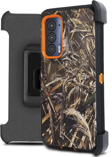 Vista 7 de Funda diseñada para Motorola Edge 2021 / Moto Edge 5G UW: protector de pantalla integrado con soporte de cuerpo completo, protección de grado Negro