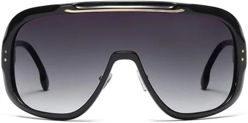 Vista 2 de Freckles Mark Gafas de sol de gran tamaño con protección envolvente siamesa unisex vintage de los años 80 futuristas Cyberpunk para ciclismo