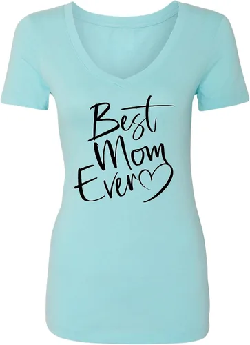 Vista 13 de Go All Out Script Best Mom Ever Heart Idea - Camiseta con cuello en V para mujer
