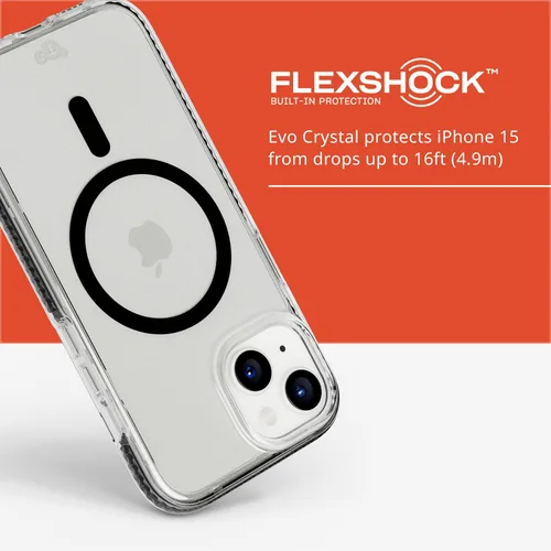 Vista 4 de Tech21 Evo Crystal - Funda para iPhone 17e, iPhone 15, compatible con MagSafe, funda de protección contra impactos, color negro grafito