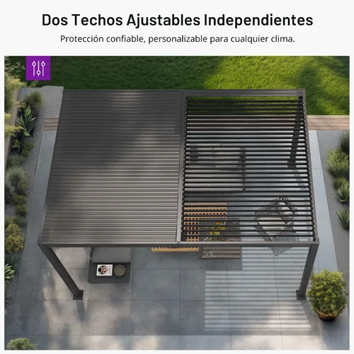 Vista 7 de Pérgola PURPLE LEAF con listones de 8 x 10 pies para exteriores con sistema de drenaje