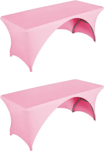 Vista 15 de LZY Paquete de 2 manteles ajustables para mesas plegables de 6 pies, espalda abierta, manteles rectangulares de elastano/elástico/elásticos