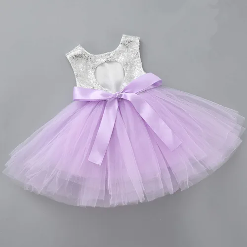 Vista 6 de Vestido de princesa tutú de tul para niña, boda, concurso, fiesta, bebé, lentejuelas sin espalda, encaje floral, recién nacido, 7 años