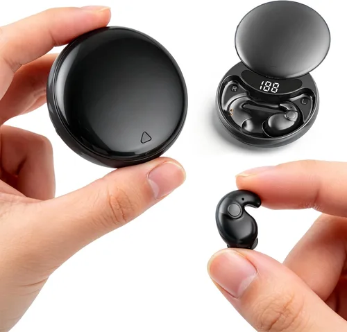 Vista 8 de Xmenha Auriculares invisibles planos y discretos para dormir, inalámbricos, Bluetooth, no visibles, para dormir de lado, discretos, pequeños Beige