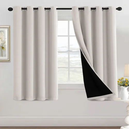 Vista 21 de H.VERSAILTEX Cortinas 100% de opacidad con aislamiento térmico, cortinas opacas completas para sala de estar, cortinas de ventana de eficiencia