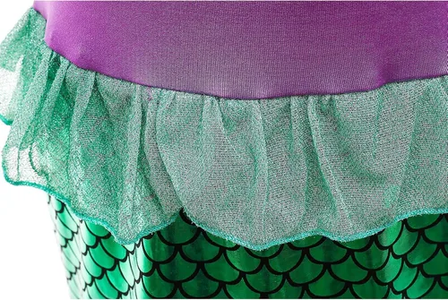 Vista 4 de Nuolich Mermaid Costume for Girls Halloween Little Princess Dress Up with Jewelry