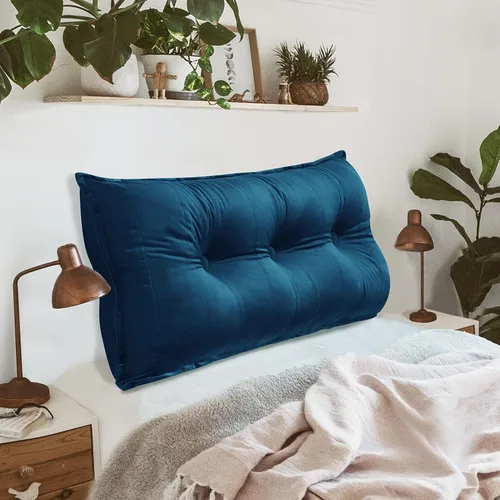 Vista 27 de Johnear Almohada de cabecera negra de felpa para lectura, almohada de apoyo para la espalda, almohada para cama sentada, sofá cama para adultos