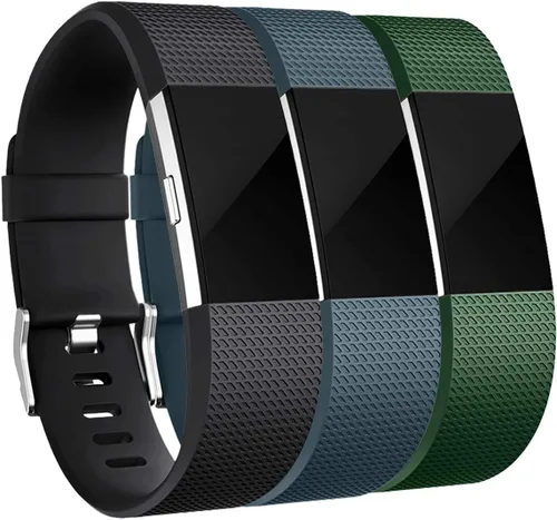 Vista 8 de Correas Maledan de repuesto compatibles con Fitbit Charge 2, paquete de 3, gris pequeño/azul/negro