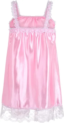 Vista 2 de Satini Lencería Satén Sissy Babydoll Volantes Volantes Encaje Slip Ropa De Dormir