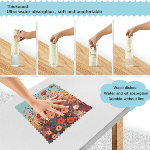 Vista 5 de Autumn Poppy Flowers06 - Juego de 6 paños de limpieza de microfibra para autos, máquina súper absorbente