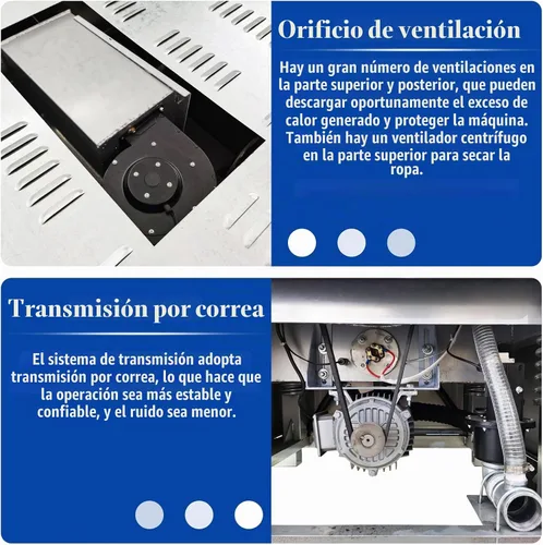 Vista 7 de TECHTONGDA Lavadora y secadora comercial Lavadora industrial para lavado de ropa, secado deshidratante, lavadora comercial 3 en 1, capacidad de 44