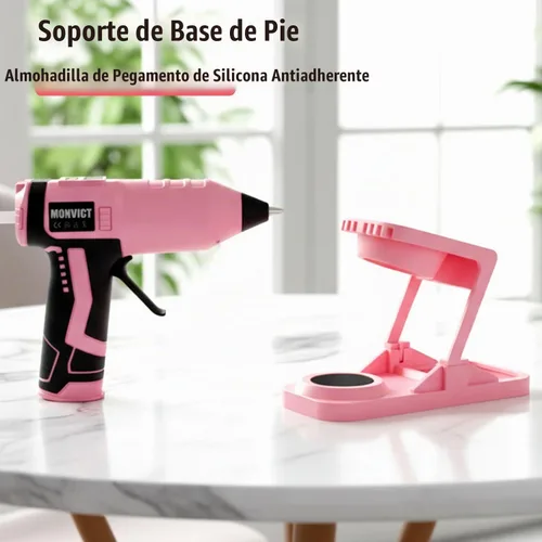 Vista 7 de MONVICT Pistola de pegamento caliente inalámbrica con base de soporte