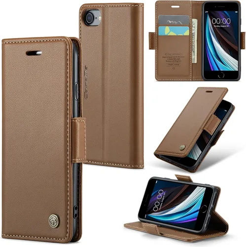 Vista 9 de Funda tipo cartera compatible con iPhone 6/7/8/SE 2020/SE3 [bloqueo RFID], funda de piel sintética con soporte para tarjetas para iPhone 6/7/8/SE