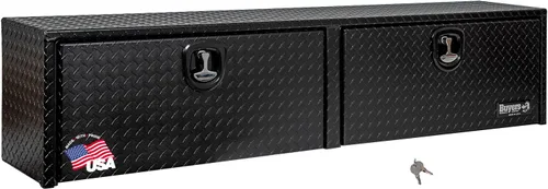 Vista 14 de Buyers Products 1721551 - Caja de camión de aluminio negro con tracción en diamante y tapa superior con puerta abatible, 72 x 13 x 16 pulgadas