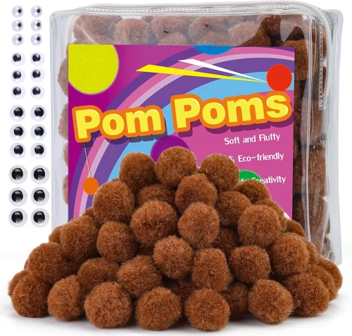 Vista 19 de Veroave Pompones negros, 150 pompones de 1 pulgada para manualidades, bolas de soplo, manualidades y manualidades para decoración de manualidades