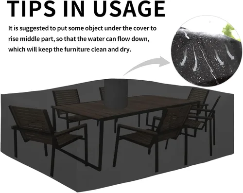 Vista 7 de Easy-Going Funda resistente 600D para muebles de patio, juego de mesa y silla rectangular al aire libre, funda impermeable para exteriores