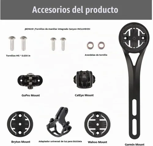 Vista 3 de Manillar Aero integrado en la parte delantera de ciclismo para computadora de carretera compatible con Garmin, Wahoo, CatEye y Bryton con cámara