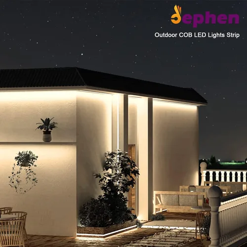 Vista 2 de dephen Tira de luces LED COB para exteriores de 16.4 pies, DC24 V 4000 K, 528 LEDS/m, IP67 impermeable cortable con cinta 3M para el hogar, balcón