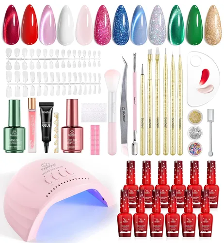 Vista 22 de Beetles - Kit de esmalte de uñas de gel con luz UV, 20 colores, juego de 31