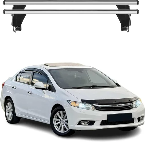 Vista 11 de Barras transversales de techo OMAC para Honda Civic Hatchback 1996-2000, con cierre, 49.9 kg, aluminio, negro, 2 piezas, se ajusta a portaequipajes